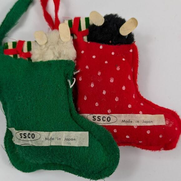 Vintage Felt Kitty Cat Christmas Tree Ornament SSCO Made in Japan Holiday Gift - Picture 7 of 8